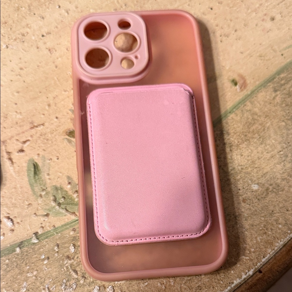 Pink Phone Case with Card Holder